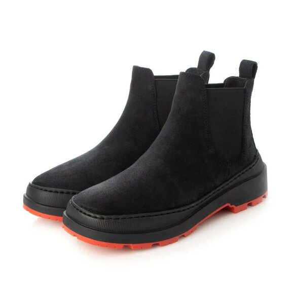CAMPER Brutus Trek Ankle Chelsea Boots 35 5 Black Nubuck Red Michelin Sole NEW - Picture 1 of 14